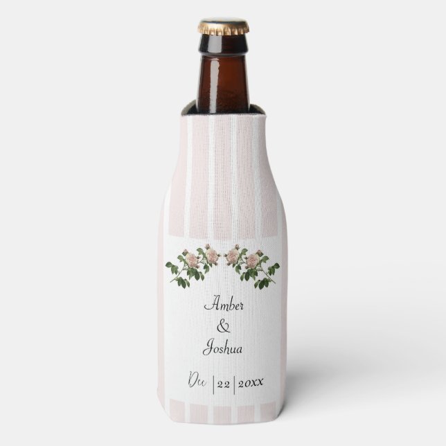 Romantic Soft Pink Wedding Bottle Cooler (Bottle Front)