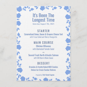 Romantic Soft Pretty Blue Wedding Dinner Menu