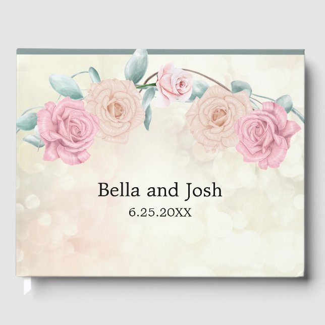 Romantic Soft Rose Wedding Guest Book (Front)
