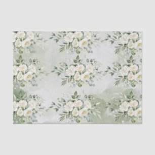 Romantic Soft Sage Green Floral Garden Wedding  Tissue Paper
