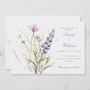 Romantic soft violet flowers Wedding Invitation