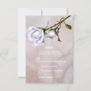 Romantic Soft White Roses Elegant Floral RSVP