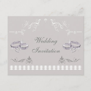 Romantic Sparkly Wedding Bands & Hearts Wedding Invitation