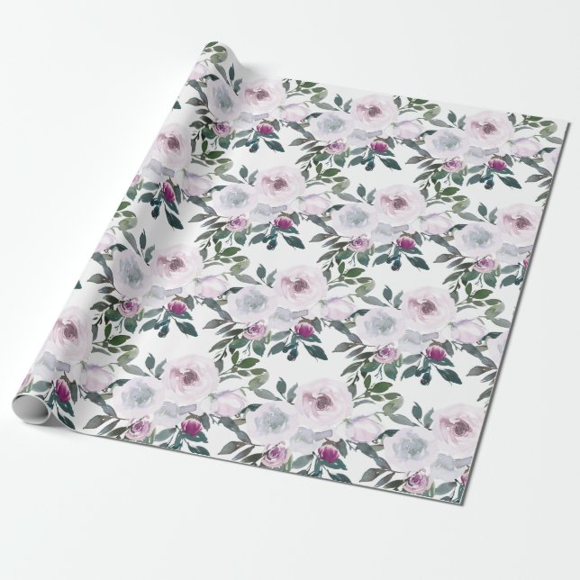 Romantic Spring Florals | Watercolor Wrapping Paper (Unrolled)