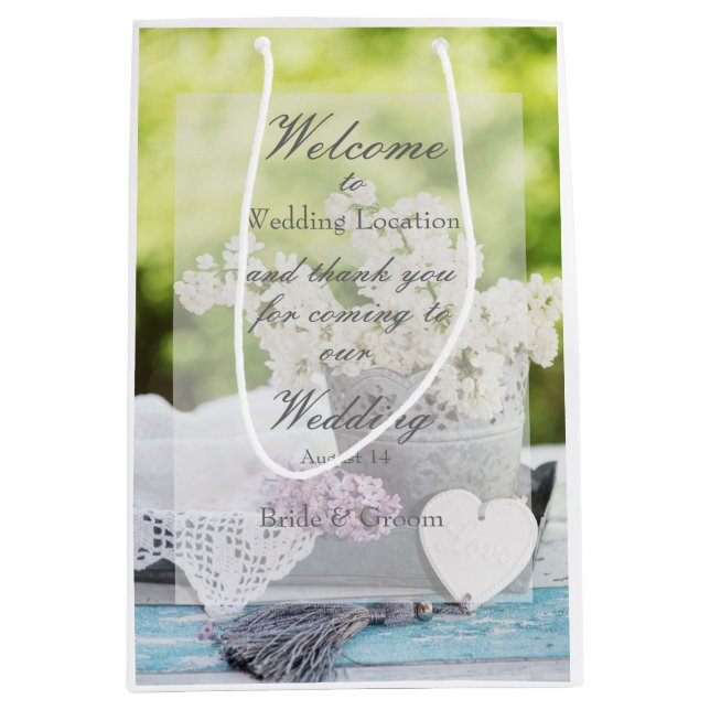 Romantic Spring Flower Floral Lilac Wedding Medium Gift Bag (Front)