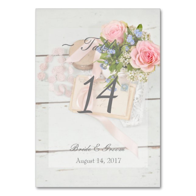 Romantic spring flower Wedding Table Number (Front)