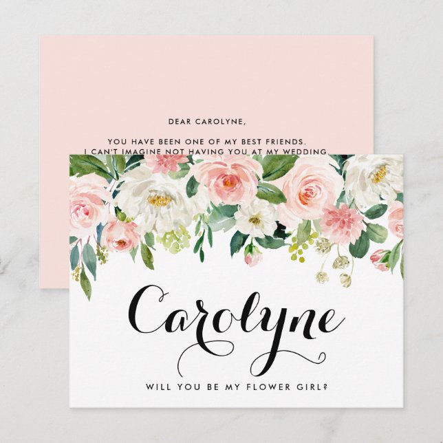 Romantic Spring Flowers Be My Flower Girl Card (Front/Back)