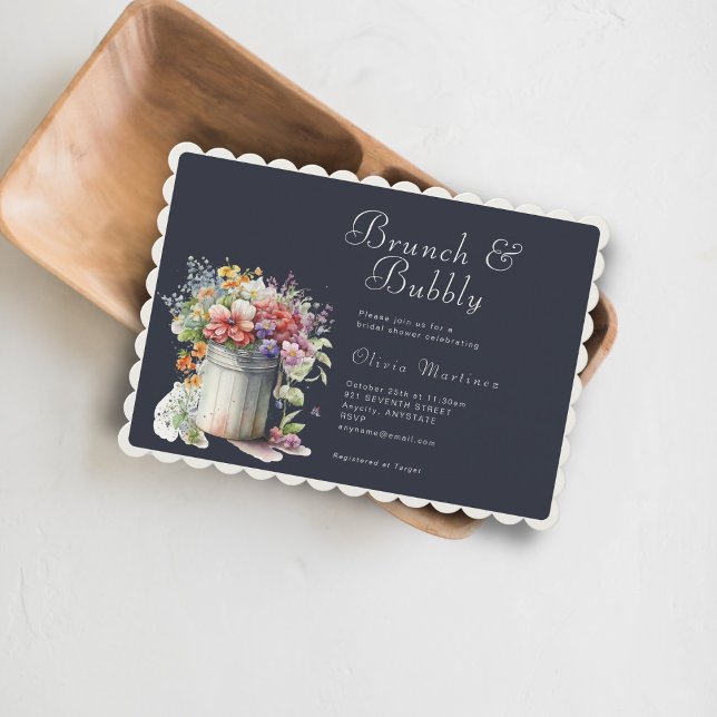 Romantic Spring Flowers Vase Bridal Shower Brunch Invitation (Creator Uploaded)