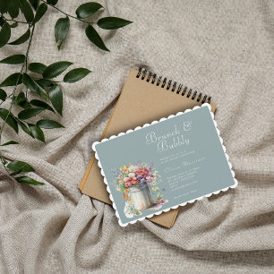 Romantic Spring Flowers Vase Bridal Shower Brunch Invitation