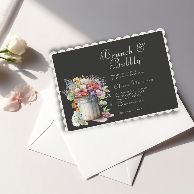 Romantic Spring Flowers Vase Bridal Shower Brunch Invitation (Creator Uploaded)