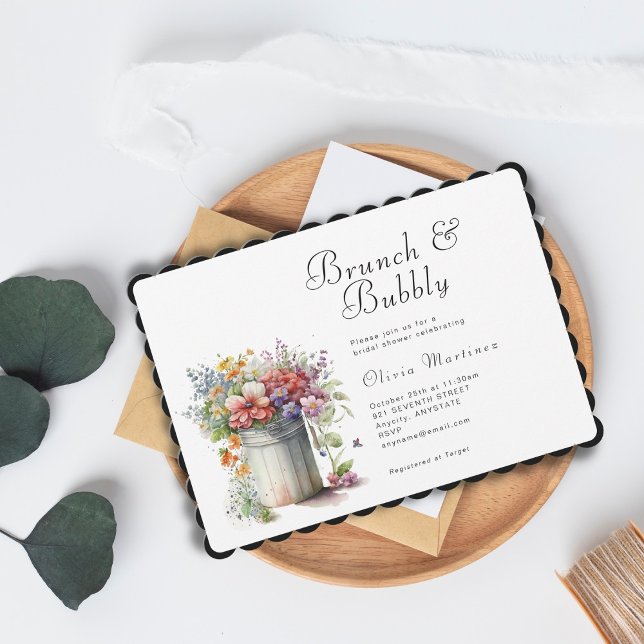 Romantic Spring Flowers Vase Bridal Shower Brunch Invitation (Creator Uploaded)