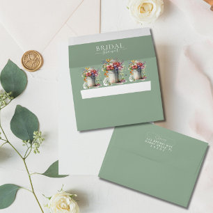 Romantic Spring Flowers Vase Bridal Shower Envelope