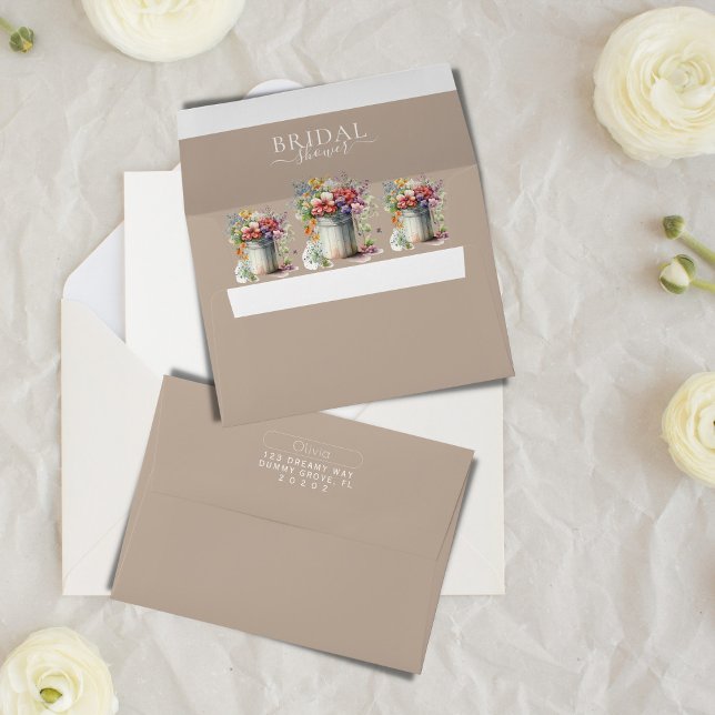 Romantic Spring Flowers Vase Bridal Shower Envelope (Creator Uploaded)