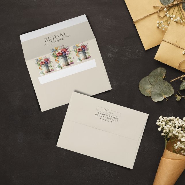 Romantic Spring Flowers Vase Bridal Shower Envelope (Creator Uploaded)