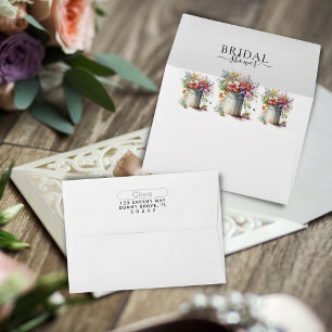 Romantic Spring Flowers Vase Bridal Shower Envelope