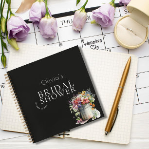 Romantic Spring Flowers Vase Bridal Shower Guest Notebook