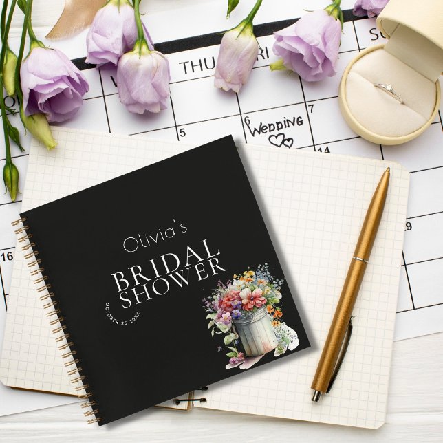 Romantic Spring Flowers Vase Bridal Shower Guest Notebook (Creator Uploaded)