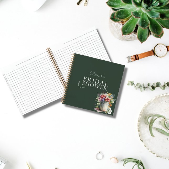 Romantic Spring Flowers Vase Bridal Shower Guest Notebook (Creator Uploaded)