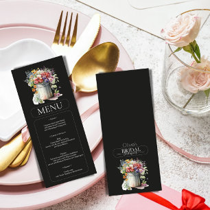 Romantic Spring Flowers Vase Bridal Shower Menu Invitation