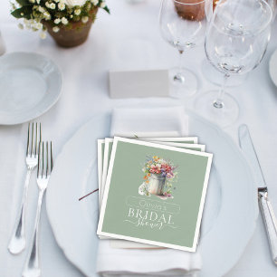 Romantic Spring Flowers Vase Bridal Shower Napkin