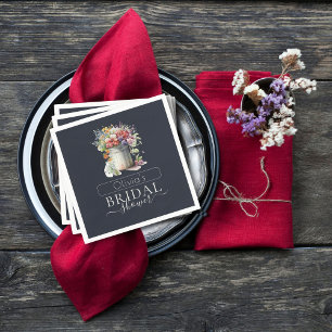 Romantic Spring Flowers Vase Bridal Shower Napkin