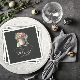 Romantic Spring Flowers Vase Bridal Shower Napkin