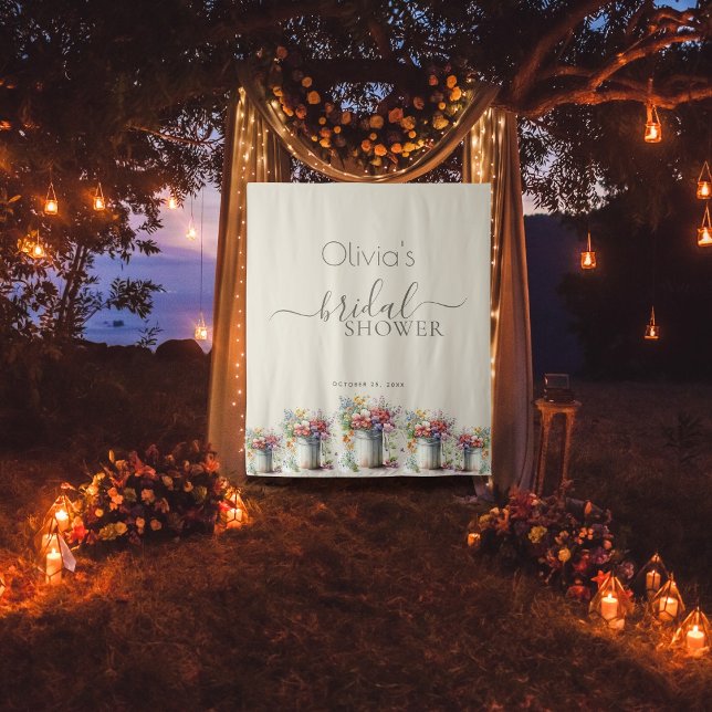 Romantic Spring Flowers Vase Bridal Shower Tapestry (Creator Uploaded)