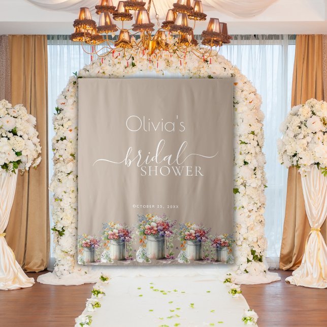 Romantic Spring Flowers Vase Bridal Shower Tapestry (Creator Uploaded)