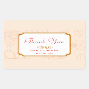 Romantic spring garden floral sorbet coral wedding rectangular sticker