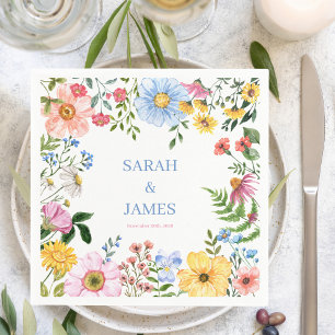 Romantic Spring Garden Watercolor Floral Wedding Napkin