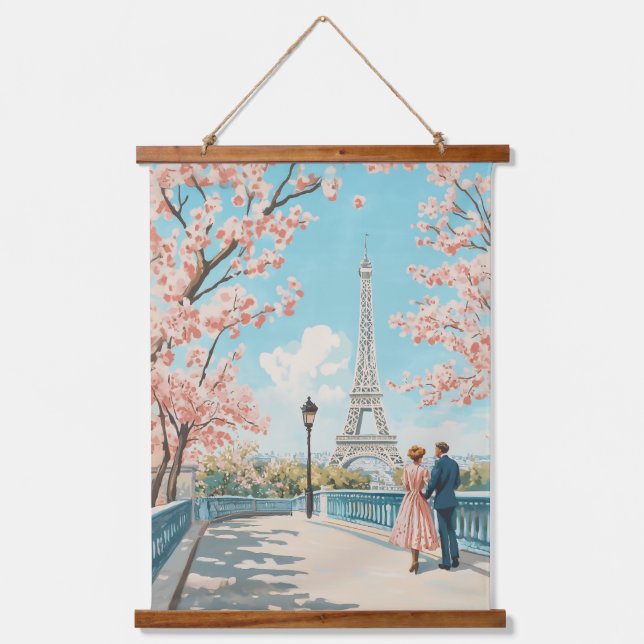 Romantic Spring in Paris Hanging Tapestry (Front)