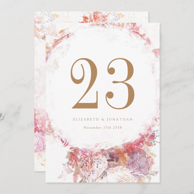 Romantic Spring Pink Flowers Table Number (Front/Back)