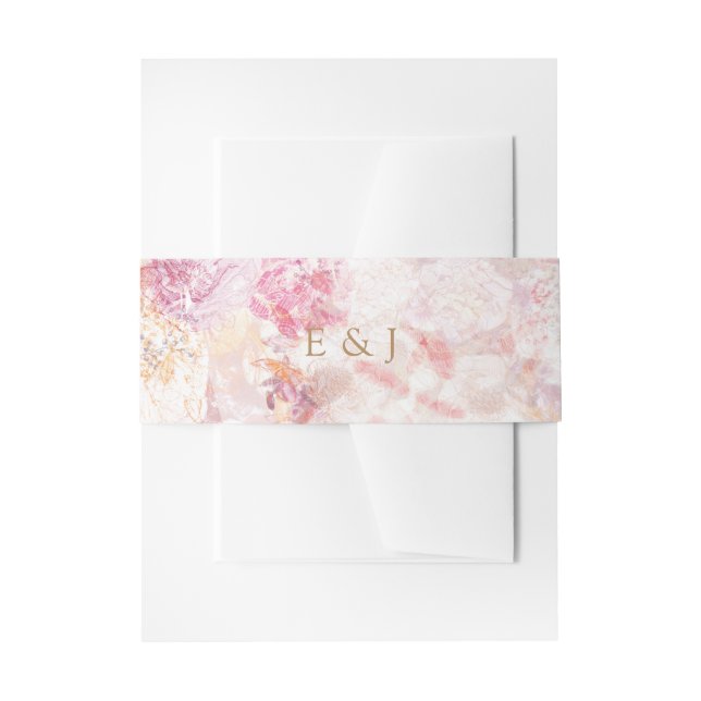 Romantic Spring Pink Flowers Wedding Belly Band Invitation Belly Band (Front Example)