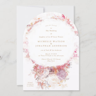 Romantic Spring Pink Flowers Wedding Invitation