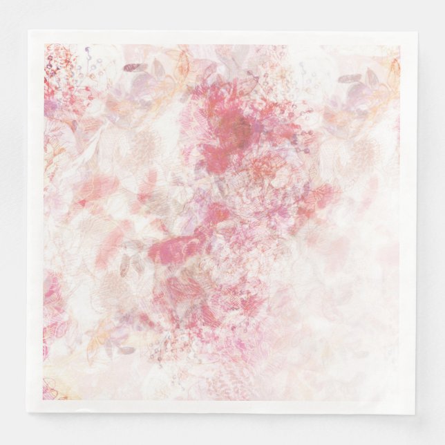 Romantic Spring Pink Flowers Wedding Napkin (Front)