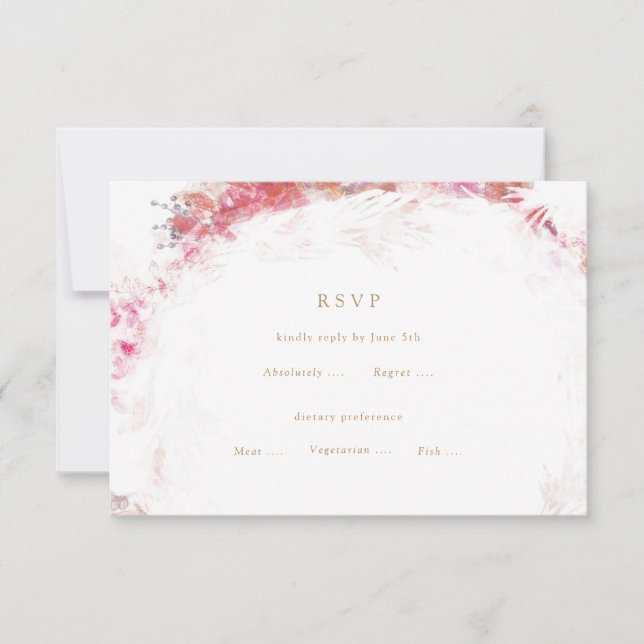 Romantic Spring Pink Flowers Wedding RSVP Insert Card (Front)