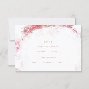 Romantic Spring Pink Flowers Wedding RSVP Insert Card