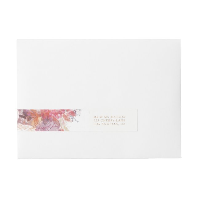Romantic Spring Pink Flowers Wedding Wraparound Address Label (Front)