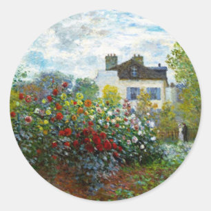 Romantic Spring Wedding Vintage Monet Garden Classic Round Sticker