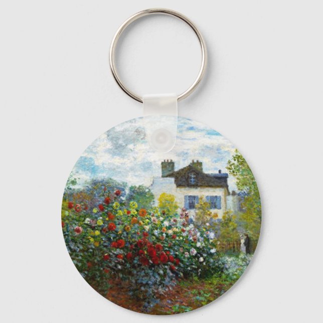 Romantic Spring Wedding Vintage Monet Garden Key Ring (Front)