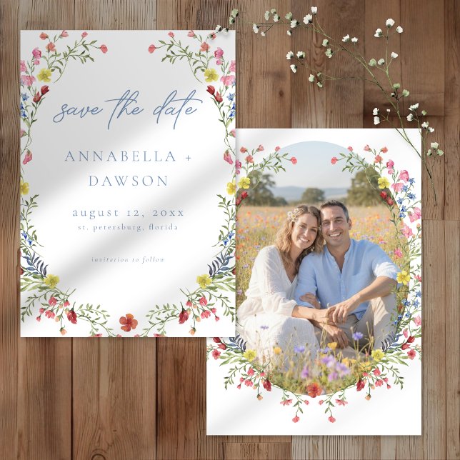 Romantic Spring Wildflower Garden Wedding Photo Save The Date (Creator Uploaded)
