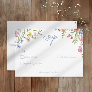 Romantic Spring Wildflower Garden Wedding RSVP Card
