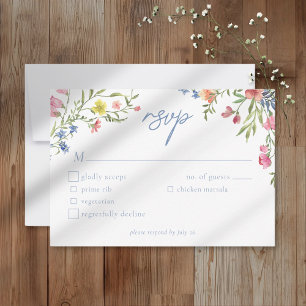 Romantic Spring Wildflower Garden Wedding RSVP Card