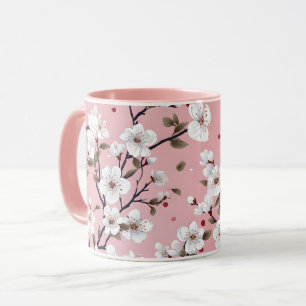 Romantic Springtime Cherry Blossoms Japandi Floral Mug