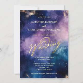 Romantic Starry Night Galaxy Wedding Invitation