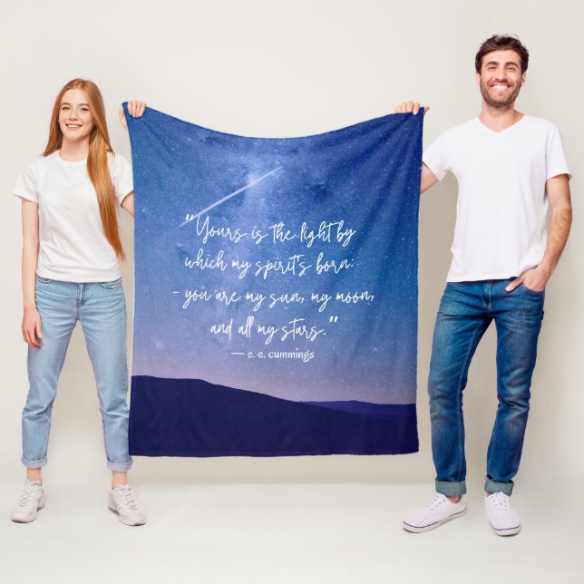 Romantic Stars Cummings Quote Fleece Blanket (In Situ)