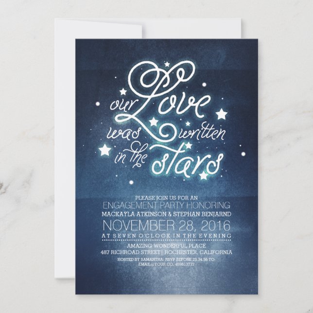 Romantic Stars Engagement Party Invitation (Front)