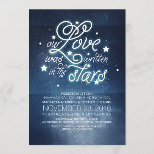 Romantic Stars Rehearsal Dinner Invitation