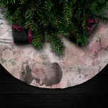 Romantic Steampunk | Antique Vintage Ephemera Brushed Polyester Tree Skirt<br><div class="desc">90s Grunge, All Grown Up! Feminine, sophisticated Victorian era shabby chic steampunk seamless pattern featuring dystopian cogwheel gears, bicycle, skull, owl, telescope, and more on a soft romantic millennial pink rose grunge background. This vintage 1990s inspired abstract design features a gorgeous palette that adds perfect pop of colour. For customisations...</div>
