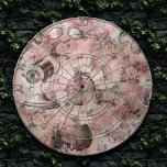 Romantic Steampunk | Antique Vintage Ephemera Dartboard<br><div class="desc">90s Grunge, All Grown Up! Feminine, sophisticated Victorian era shabby chic steampunk seamless pattern featuring dystopian cogwheel gears, bicycle, skull, owl, telescope, and more on a soft romantic millennial pink rose grunge background. This vintage 1990s inspired abstract design features a gorgeous palette that adds perfect pop of colour. For customisations...</div>